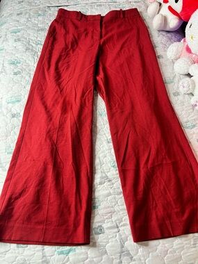 Ann Taylor Wide Leg Pants in Deep Red